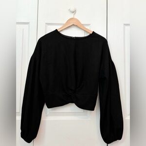 |Mustard Seed Black Velvet Tie Cropped Blouse| size S~ Color: Black~